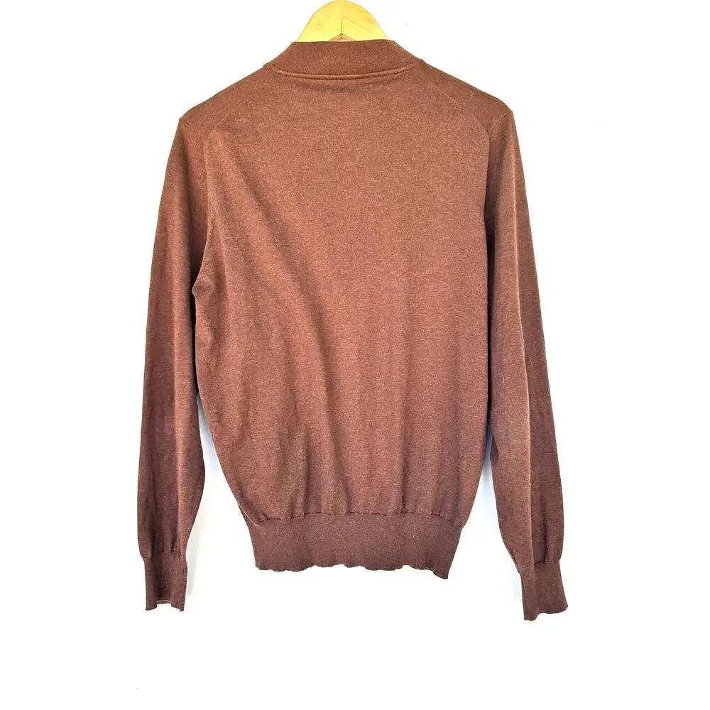 Brunello Cucinelli Men’s Full Zip Cardigan Sweater Cotton Brown 50 Medium